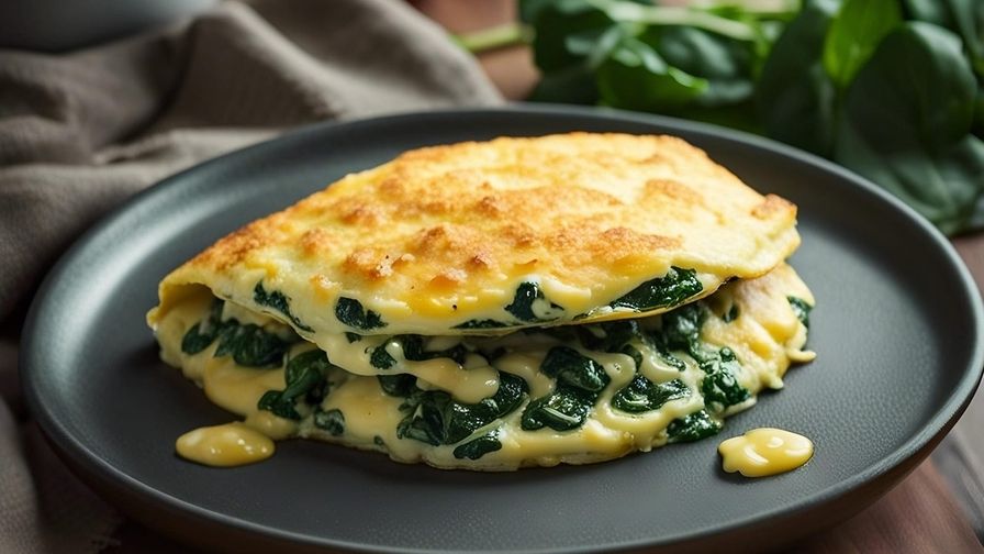 Tortilla de champiñones y queso servido en un plato con presentación sencilla.
